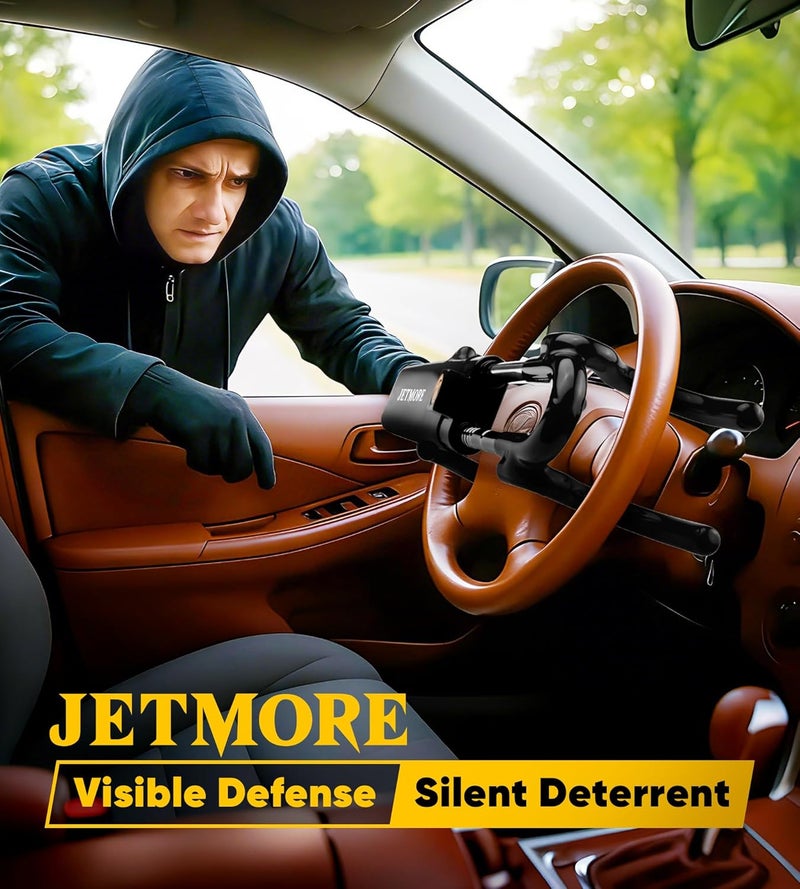 Jetmore Car Steering Wheel Lock Anti-Theft Device, Car Lock Steering Wheel, Wheel Locks for Cars, Anti-Theft Car, Two-Hook, Reinforced Alloy Steel, Fit for Street & Overnight Parking, High-Risk Areas - Image 2
